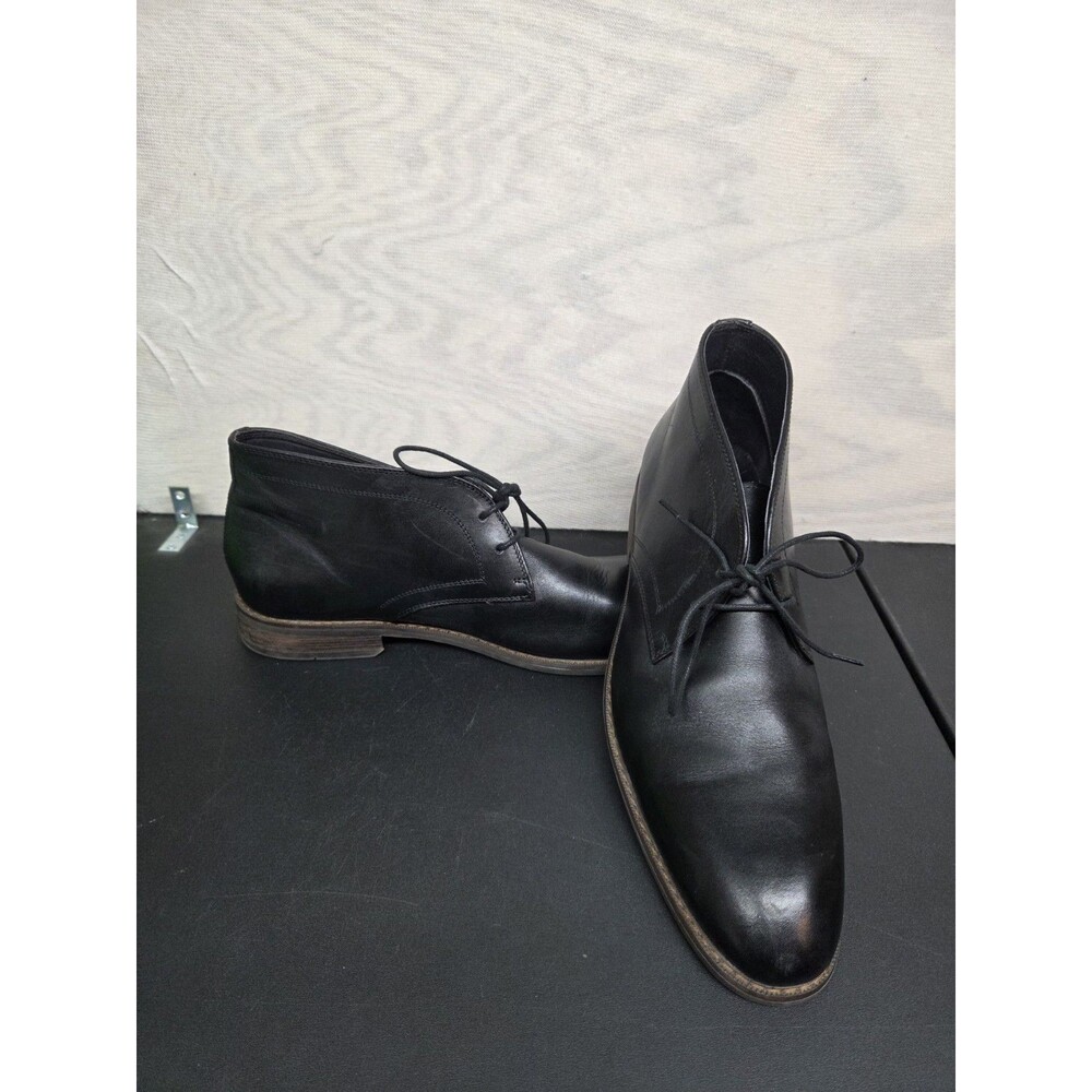 Moretti Black Label Men's SZ 13 D Glen Ankle Boot Leather Chelsea Black Lace Up